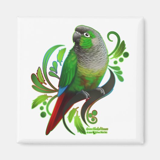 Groene Cheeked Conure Magneet (Voorkant)