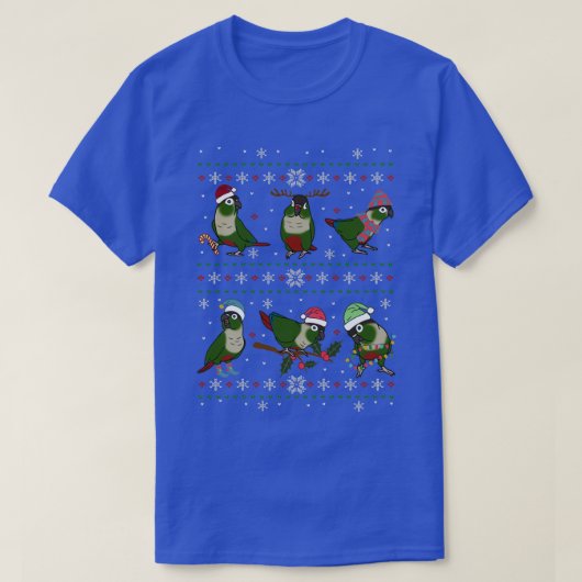 Groene Cheeked Conure Ugly Kerstmis 1 T-shirt (Design voorkant)