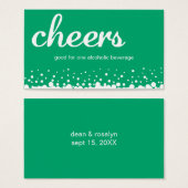 Groene cheer bubble bruiloft aangepaste bar drink  visitekaartjes (Voorkant /achterkant)