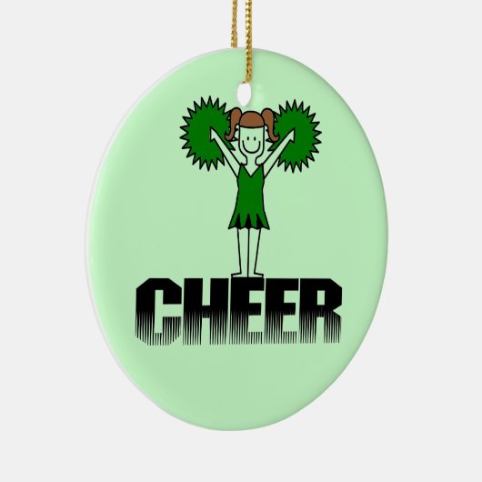 Groene Cheerlead T-shirts en Gifts Keramisch Ornament (Rechts)
