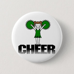 Groene Cheerlead T-shirts en Gifts Ronde Button 5,7 Cm