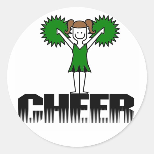 Groene Cheerlead T-shirts en Gifts Ronde Sticker (Voorkant)