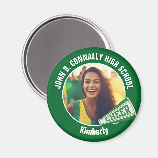 Groene Cheerleader Foto High School Spirit Cheer Magneet (Voorkant / Achterkant)