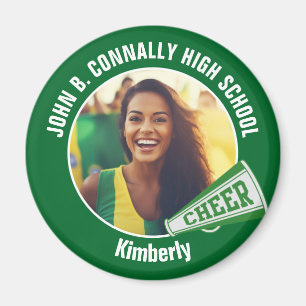 Groene Cheerleader Foto High School Spirit Cheer Magneet