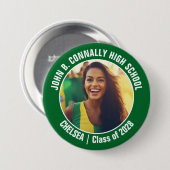 Groene cheerleader foto High School Spirit Ronde Button 7,6 Cm (Voorkant /achterkant)