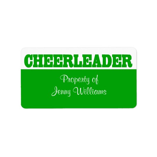 Groene Cheerleader Naam Stickers (Voorkant)