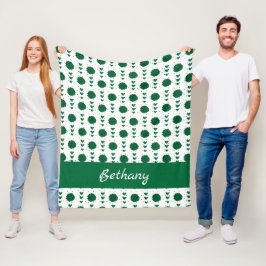 Groene Cheerleader Pom Poms & Hearts Pattern Fleece Deken