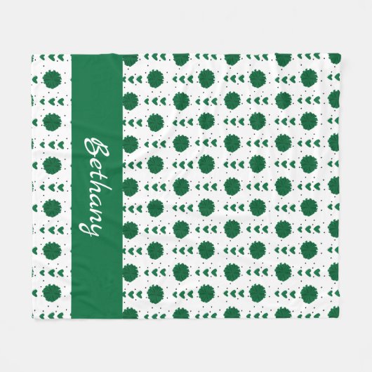 Groene Cheerleader Pom Poms & Hearts Pattern Fleece Deken (Voorkant (Horizontaal))