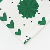 Groene Cheerleader Pom Poms & Hearts Pattern Fleece Deken (Hoek)