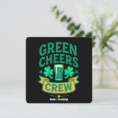 Groene Cheers Crew Pret-feestelijke St. Patrick's Kaart (Staand voorkant)