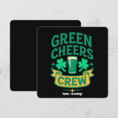 Groene Cheers Crew Pret-feestelijke St. Patrick's Kaart (Voorkant / Achterkant)