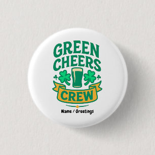 Groene Cheers Crew Pret-feestelijke St. Patrick's Ronde Button 3,2 Cm