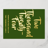 Groene Cheers voor 2024, rode lint Folie Feestdagenkaart (Voorkant)