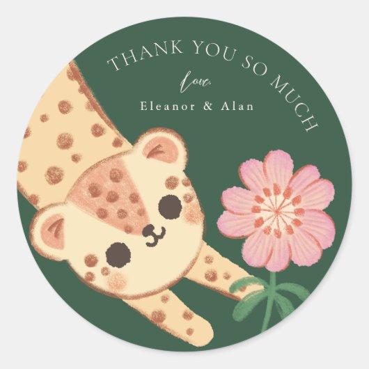 Groene cheetah luipaard jaguar panter kinder Stick Ronde Sticker (Voorkant)