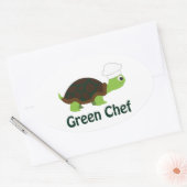 Groene Chef Ovale Sticker (Envelop)