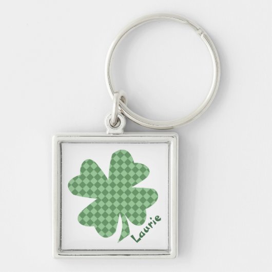 Groene cheques Shamrock Personalized Sleutelhanger (Voorkant)