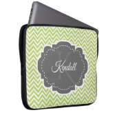 Groene Chevron Aangepaste laptophoes Laptop Sleeve (Voorkant Rechts)