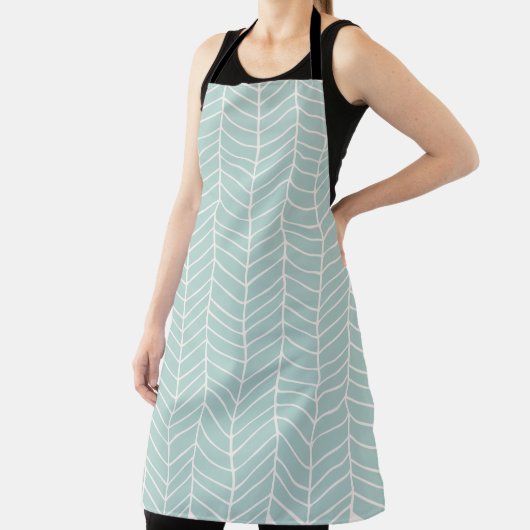 Groene Chevron All Over Print Apron Schort (Insitu)
