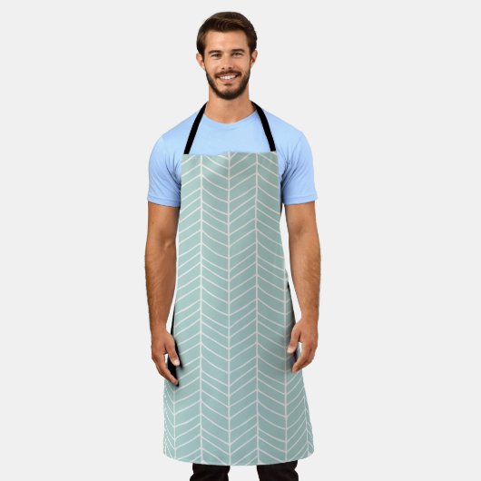 Groene Chevron All Over Print Apron Schort (Gedragen)