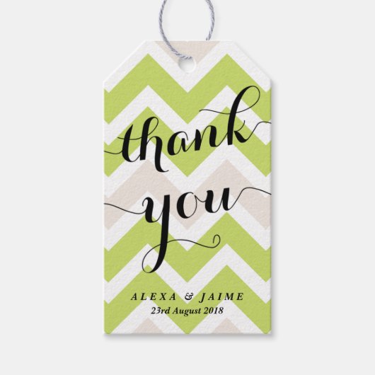 Groene Chevron Bedankt Schattigee moderne kalligra Cadeaulabel (Voorkant)
