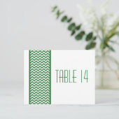 Groene Chevron Border Table Number Briefkaart (Staand voorkant)