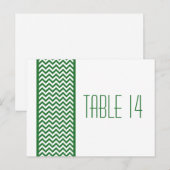Groene Chevron Border Table Number Briefkaart (Voorkant / Achterkant)