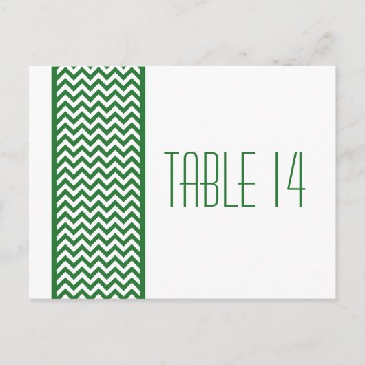 Groene Chevron Border Table Number Briefkaart (Voorkant)