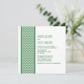 Groene Chevron Border Wedding Invite Kaart (Staand voorkant)