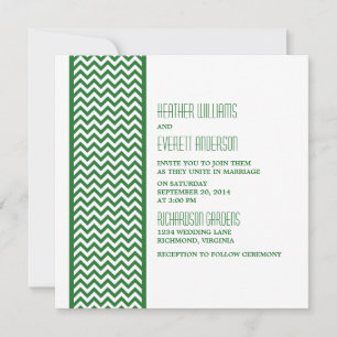 Groene Chevron Border Wedding Invite Kaart