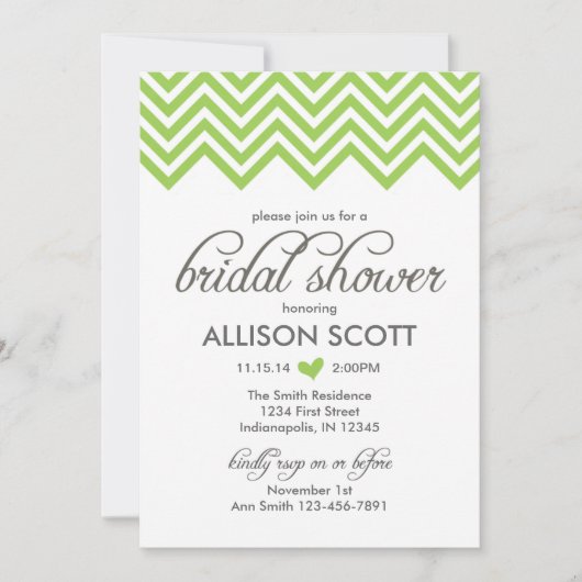 Groene Chevron Bridal Shower Kaart (Voorkant)