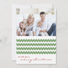 Groene Chevron Chic Family Holiday Flat Card Feestdagenkaart