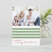 Groene Chevron Chic Family Holiday Flat Card Feestdagenkaart (Staand voorkant)