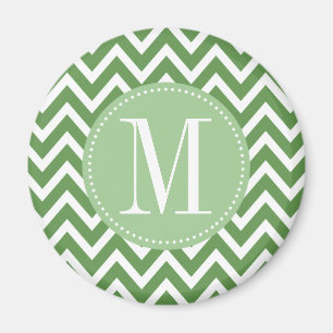 Groene Chevron Custom Monogram Magneet