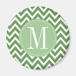 Groene Chevron Custom Monogram Magneet
