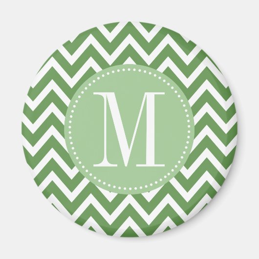 Groene Chevron Custom Monogram Magneet (Voorkant)