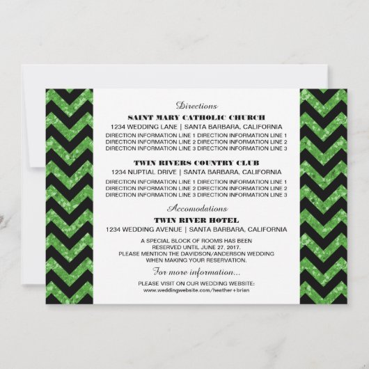 Groene Chevron Glitter Informatiekaart Kaart (Voorkant)