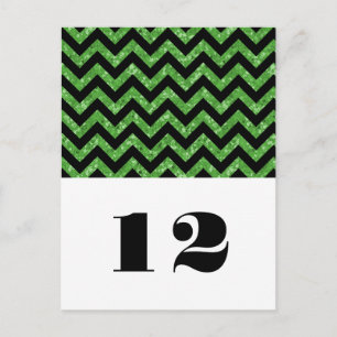 Groene Chevron Glitter Table Briefkaart