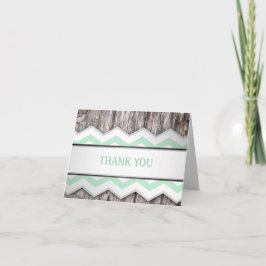 Groene Chevron & Houten Rustieke Dankkaartjes Bedankkaart