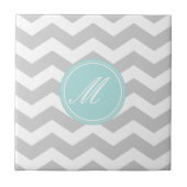 Groene Chevron met Monogram Tiles Tegeltje (Voorkant)
