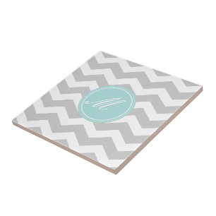 Groene Chevron met Monogram Tiles Tegeltje