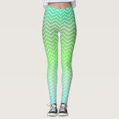 Groene Chevron met twee tonnen Leggings (Voorkant)