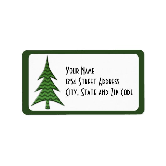 Groene Chevron Pattern kerstboom Etiket (Voorkant)