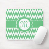 Groene Chevron Pattern & Monogram Flower Muismat (Met muis)