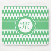 Groene Chevron Pattern & Monogram Flower Muismat (Voorkant)