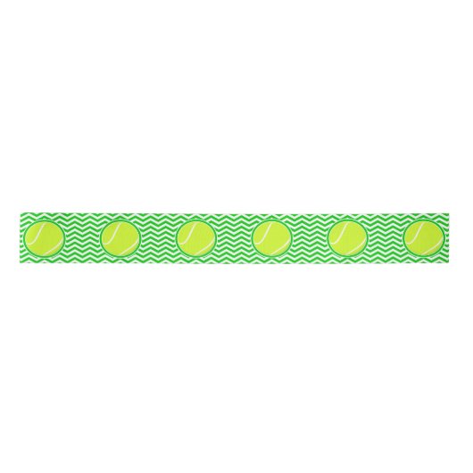 Groene Chevron Pattern Tennis Ball Party Ribbon Satijnen Lint (Voorkant)