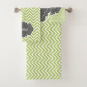 Groene Chevron persoonlijke handdoekset Bad Handdoek (Insitu)