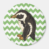Groene chevron pinguïn magneet (Voorkant)