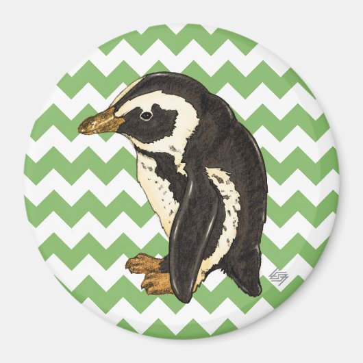 Groene chevron pinguïn magneet (Voorkant)