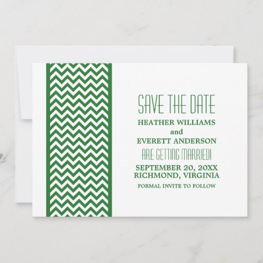 Groene Chevron Rand Save the Date Uitnodiging (Voorkant)