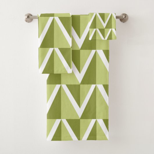 Groene Chevron Streep Bad Handdoek (Insitu)